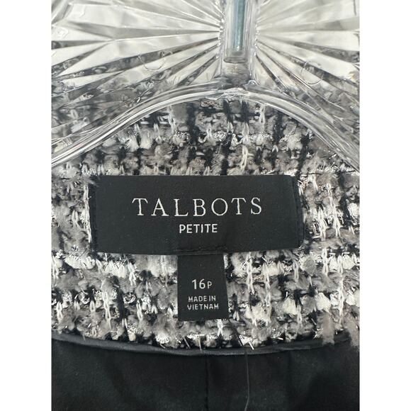 Talbots Petite Blazer Gray Black Metallic Tweed Twee Office Work Career Size 18P - Picture 2 of 13